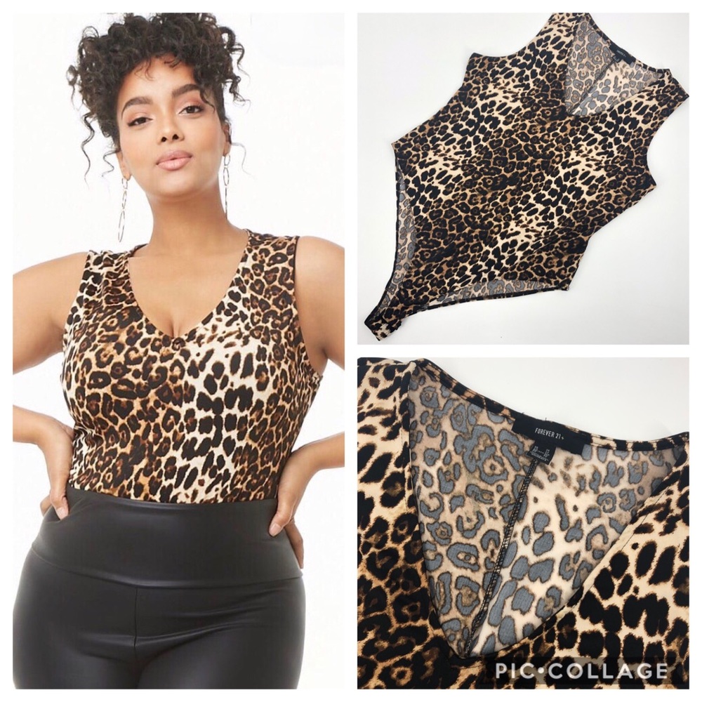 ****SOLD***2XL leopard print stretch body suit forever21 tank
